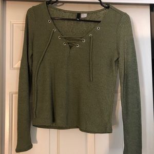 Army green lace up top